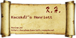 Kecskés Henriett névjegykártya